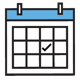 Wall calendar with date checked icon