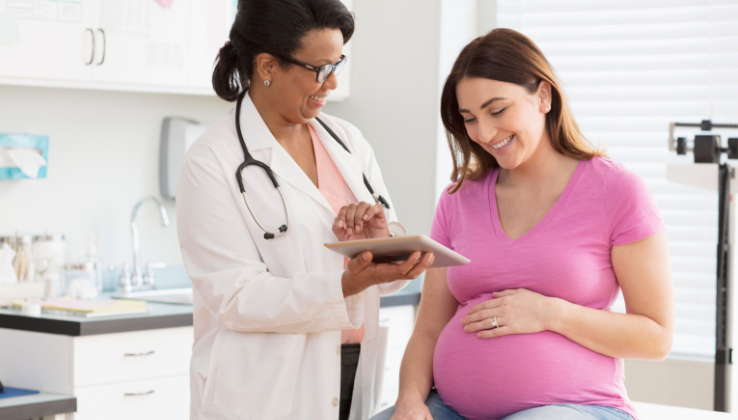 Pregnant woman at doctor's appointment