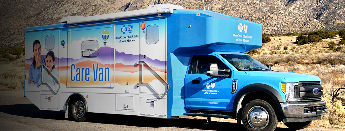 Care Van® parked in front of rocky terrain