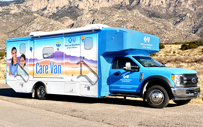 Care Van® parked in front of rocky terrain