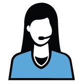 Woman with a phone headset icon