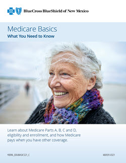 A senior citizen woman on cover of Blue Cross and Blue Shield of New Mexico's Medicare Basics